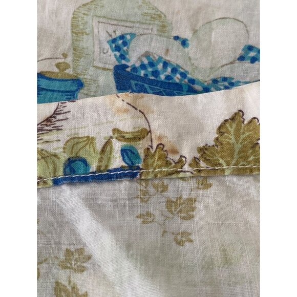 VTG Curtain 2 Panel Kitchen Retro Vegetables Basket Oil Vinegar Fabric Remnant - Picture 5 of 8